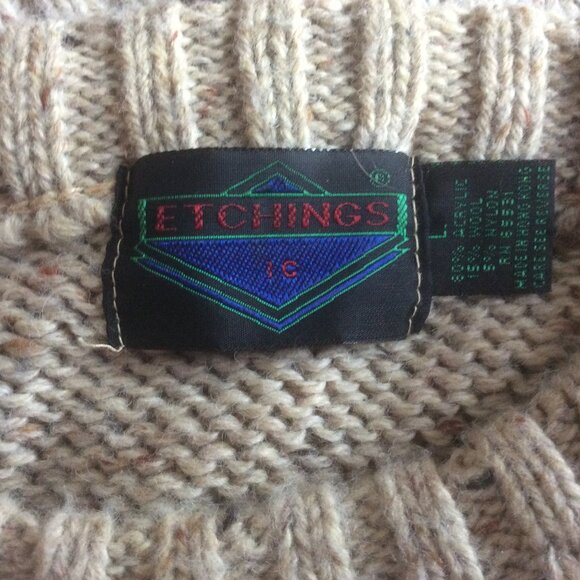 ETCHINGS Vintage Southwestern Aztec Wool Blend 90s Retro Sweater Size Large - Picture 3 of 5